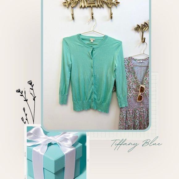Tiffany Blue color Sweater cardigan S pit 18” l 24” - Picture 3 of 3
